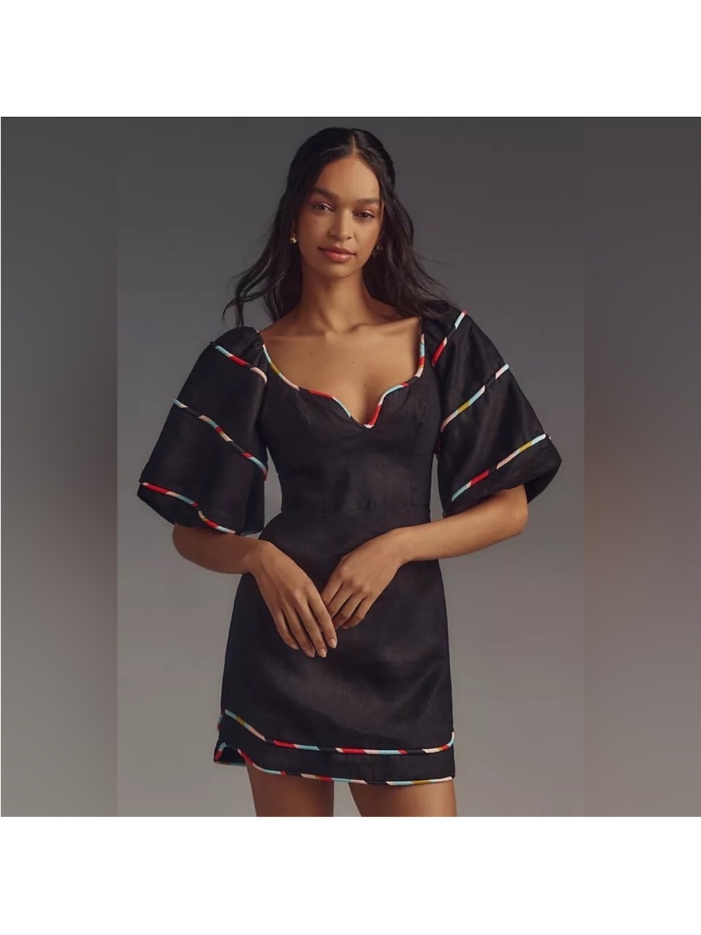 FARM Rio Black Colored Stripes Mini-Dress